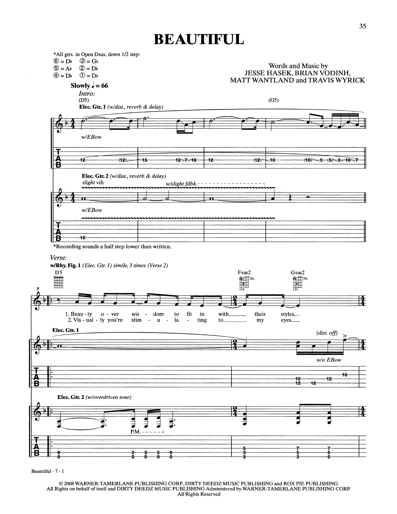 Download 10 Years Beautiful Sheet Music and learn how to play Guitar Tab PDF digital score in minutes