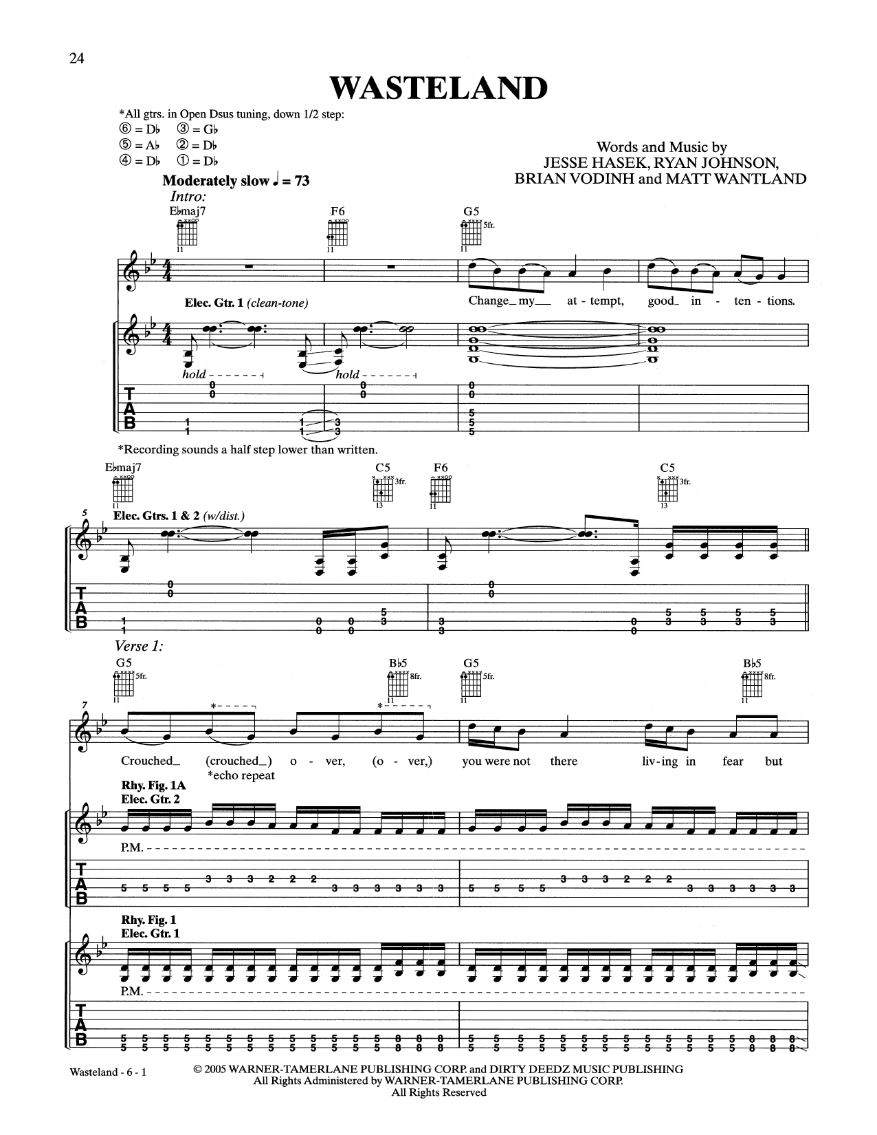 Download 10 Years Wasteland Sheet Music and learn how to play Guitar Tab PDF digital score in minutes