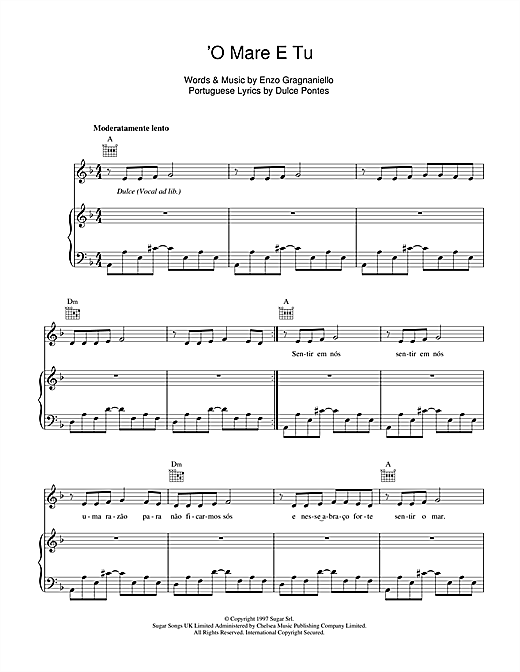 Learn to play Andrea Bocelli 'O Mare E Tu sheet music for Piano, Vocal & Guitar in minutes. Andrea Bocelli 'O Mare E Tu sheet music notes and chords. Download Printable PDF.