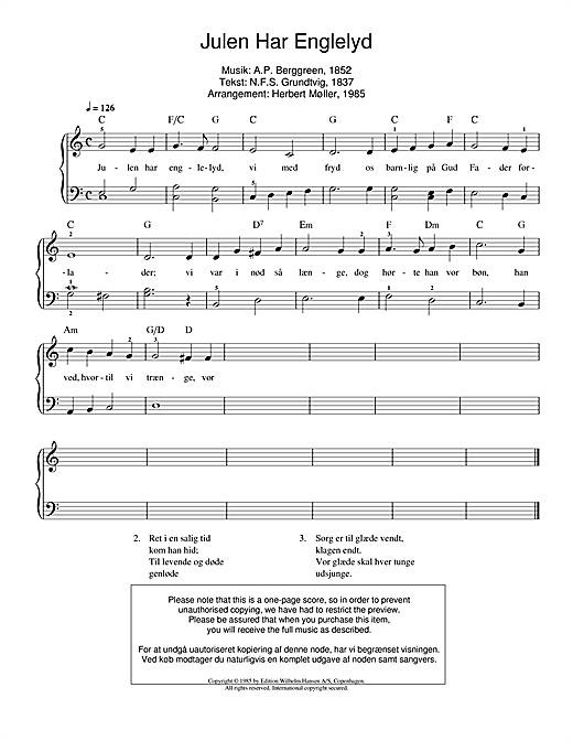 Learn to play A.P. Berggreen Julen Har Englelyd sheet music for Piano in minutes. A.P. Berggreen Julen Har Englelyd sheet music notes and chords. Download Printable PDF.
