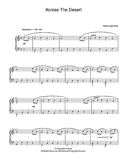 Learn to play Helen Ingle Ezell Across The Desert sheet music for Piano in minutes. Helen Ingle Ezell Across The Desert sheet music notes and chords. Download Printable PDF.