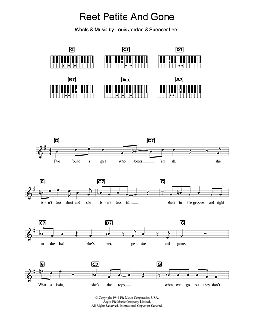 Louis Jordan Reet Petite And Gone Sheet Music Notes Download Printable Pdf Score 109604