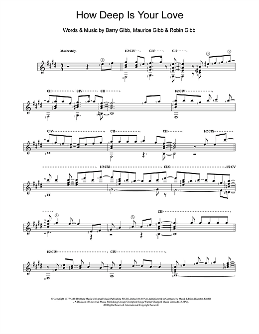 Learn to play Bee Gees How Deep Is Your Love sheet music for Guitar in minutes. Bee Gees How Deep Is Your Love sheet music notes and chords. Download Printable PDF.