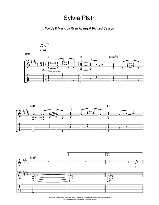 Learn to play Ryan Adams Sylvia Plath sheet music for Guitar Tab in minutes. Ryan Adams Sylvia Plath sheet music notes and chords. Download Printable PDF.