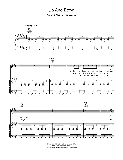 Learn to play The Cars Up And Down sheet music for Piano, Vocal & Guitar in minutes. The Cars Up And Down sheet music notes and chords. Download Printable PDF.