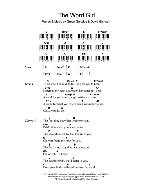 Learn to play Scritti Politti The Word Girl sheet music for Lyrics & Piano Chords in minutes. Scritti Politti The Word Girl sheet music notes and chords. Download Printable PDF.