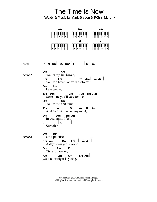Learn to play Moloko The Time Is Now sheet music for Lyrics & Piano Chords in minutes. Moloko The Time Is Now sheet music notes and chords. Download Printable PDF.
