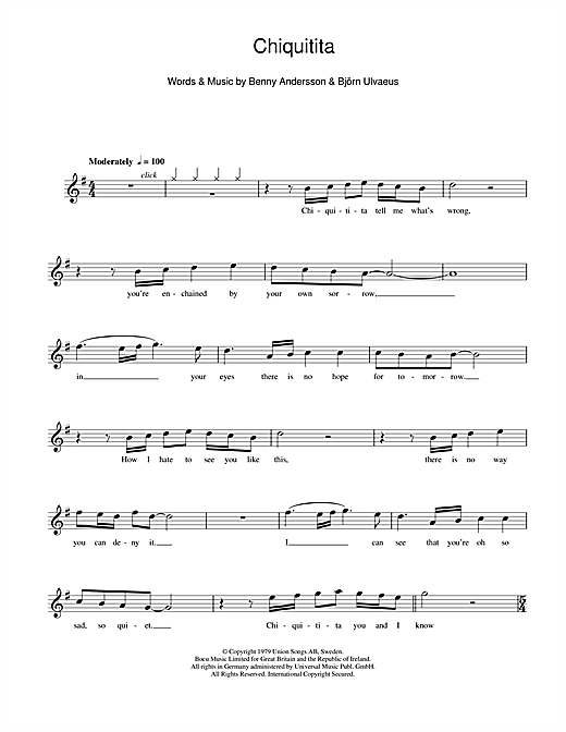 Learn to play ABBA Chiquitita sheet music for Flute in minutes. ABBA Chiquitita sheet music notes and chords. Download Printable PDF.
