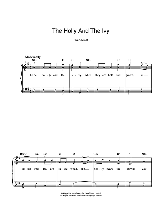 Learn to play Christmas Carol The Holly And The Ivy sheet music for Piano, Vocal & Guitar (Right-Hand Melody) in minutes. Christmas Carol The Holly And The Ivy sheet music notes and chords. Download Printable PDF.