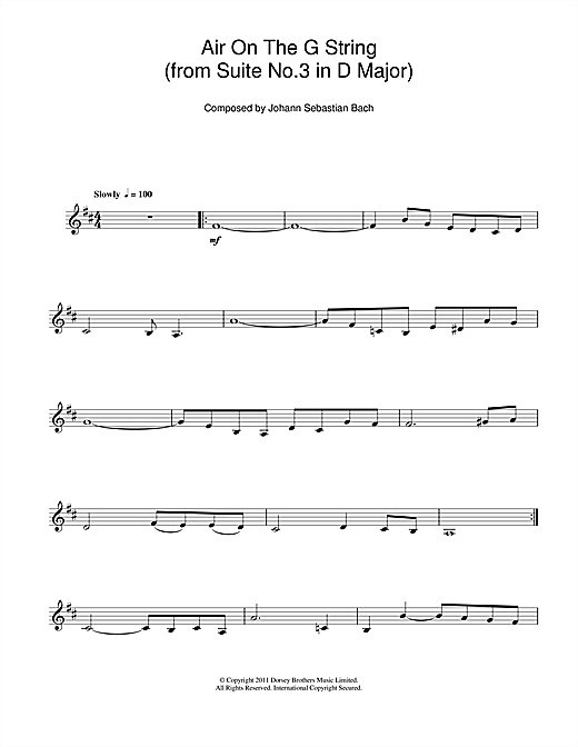 Learn to play J.S. Bach Air On The G String (from Suite No.3 in D Major) sheet music for Clarinet in minutes. J.S. Bach Air On The G String (from Suite No.3 in D Major) sheet music notes and chords. Download Printable PDF.