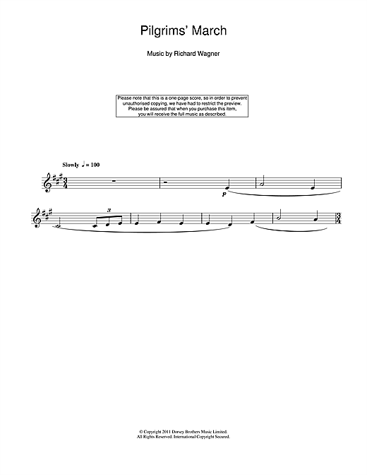 Learn to play Richard Wagner Pilgrims' March sheet music for Clarinet in minutes. Richard Wagner Pilgrims' March sheet music notes and chords. Download Printable PDF.