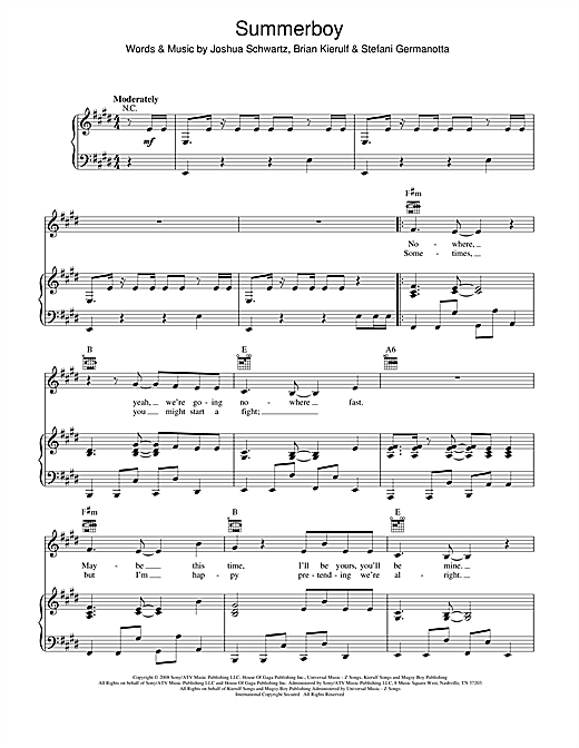 Learn to play Lady Gaga Summerboy sheet music for Piano, Vocal & Guitar (Right-Hand Melody) in minutes. Lady Gaga Summerboy sheet music notes and chords. Download Printable PDF.
