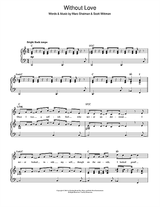 Learn to play Marc Shaiman Without Love (from Hairspray) sheet music for Piano, Vocal & Guitar (Right-Hand Melody) in minutes. Marc Shaiman Without Love (from Hairspray) sheet music notes and chords. Download Printable PDF.