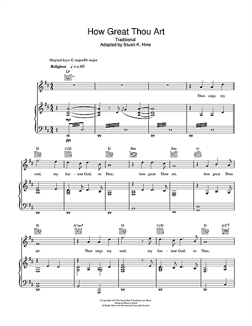 Learn to play Rhydian How Great Thou Art sheet music for Piano, Vocal & Guitar (Right-Hand Melody) in minutes. Rhydian How Great Thou Art sheet music notes and chords. Download Printable PDF.