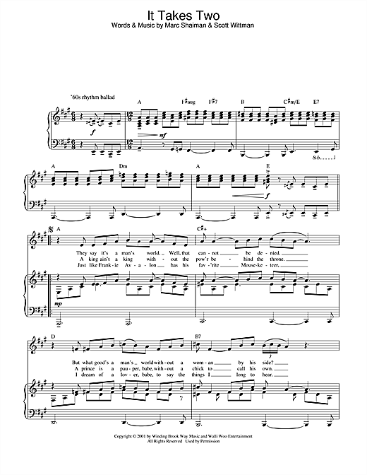 Learn to play Marc Shaiman It Takes Two (from Hairspray) sheet music for Piano, Vocal & Guitar (Right-Hand Melody) in minutes. Marc Shaiman It Takes Two (from Hairspray) sheet music notes and chords. Download Printable PDF.