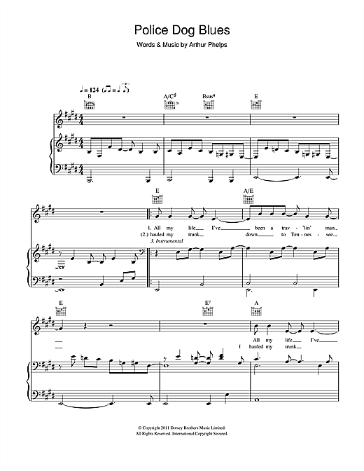 Learn to play Hugh Laurie Police Dog Blues sheet music for Piano, Vocal & Guitar in minutes. Hugh Laurie Police Dog Blues sheet music notes and chords. Download Printable PDF.