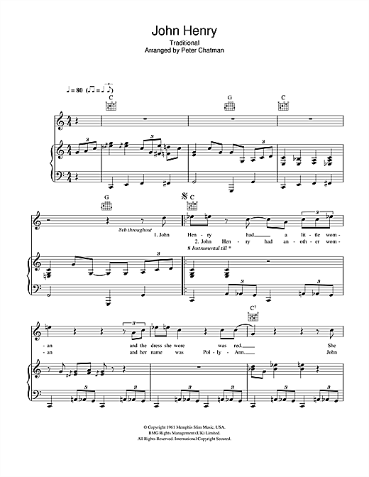 Learn to play Hugh Laurie John Henry sheet music for Piano, Vocal & Guitar in minutes. Hugh Laurie John Henry sheet music notes and chords. Download Printable PDF.