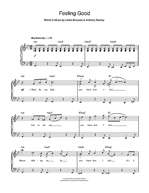 Learn to play Nina Simone Feeling Good sheet music for Piano & Vocal in minutes. Nina Simone Feeling Good sheet music notes and chords. Download Printable PDF.