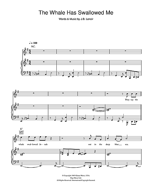 Learn to play Hugh Laurie The Whale Has Swallowed Me sheet music for Piano, Vocal & Guitar in minutes. Hugh Laurie The Whale Has Swallowed Me sheet music notes and chords. Download Printable PDF.