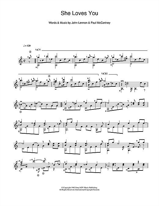 Learn to play The Beatles She Loves You sheet music for Guitar in minutes. The Beatles She Loves You sheet music notes and chords. Download Printable PDF.