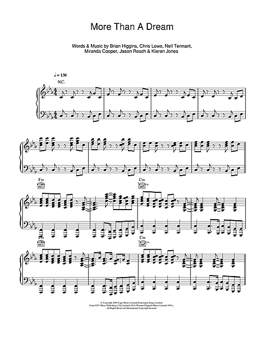 Learn to play Pet Shop Boys More Than A Dream sheet music for Piano, Vocal & Guitar in minutes. Pet Shop Boys More Than A Dream sheet music notes and chords. Download Printable PDF.