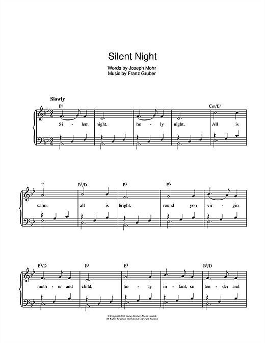 Learn to play Franz Gruber Silent Night sheet music for Piano, Vocal & Guitar (Right-Hand Melody) in minutes. Franz Gruber Silent Night sheet music notes and chords. Download Printable PDF.