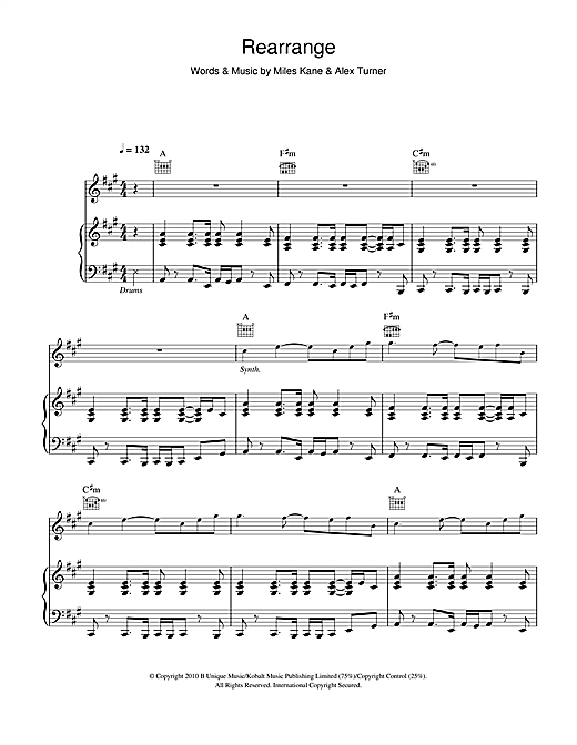 Learn to play Miles Kane Rearrange sheet music for Piano, Vocal & Guitar (Right-Hand Melody) in minutes. Miles Kane Rearrange sheet music notes and chords. Download Printable PDF.