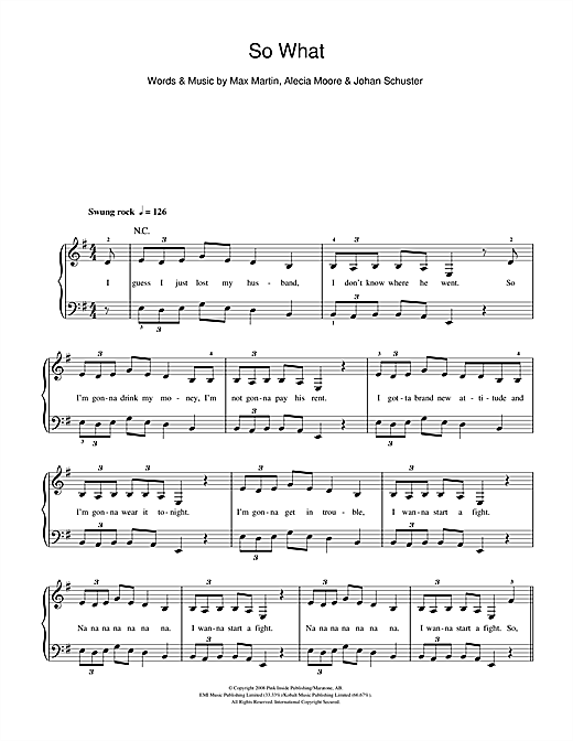 Learn to play Pink So What sheet music for Beginner Piano in minutes. Pink So What sheet music notes and chords. Download Printable PDF.