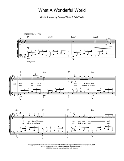 Learn to play Louis Armstrong What A Wonderful World sheet music for Easy Piano in minutes. Louis Armstrong What A Wonderful World sheet music notes and chords. Download Printable PDF.