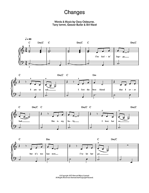 Learn to play Kelly & Ozzy Osbourne Changes sheet music for Beginner Piano in minutes. Kelly & Ozzy Osbourne Changes sheet music notes and chords. Download Printable PDF.