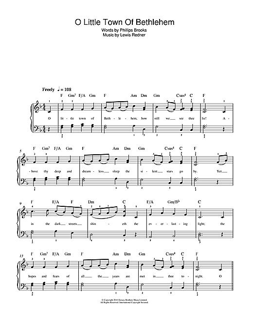 Learn to play Christmas Carol O Little Town Of Bethlehem sheet music for Beginner Piano in minutes. Christmas Carol O Little Town Of Bethlehem sheet music notes and chords. Download Printable PDF.