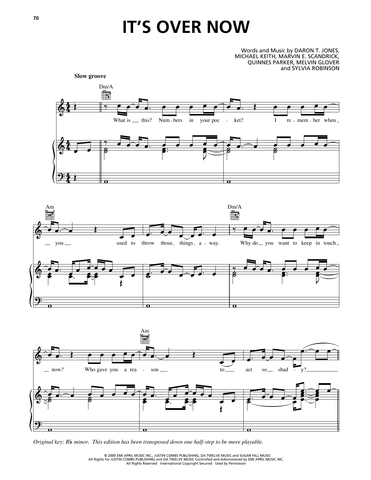 Download 112 It's Over Now Sheet Music and learn how to play Piano, Vocal & Guitar Chords (Right-Hand Melody) PDF digital score in minutes