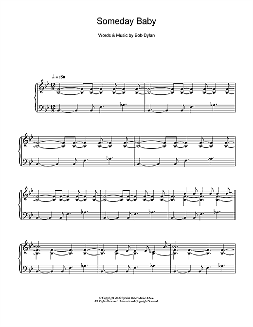 Bob Dylan Someday Baby Sheet Music Notes Chords Piano Download Folk 114320 Pdf