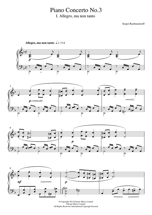 Sergei Rachmaninoff Piano Concerto No 3 1st Movement Sheet Music Notes Chords Piano Download Classical 117649 Pdf