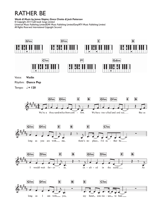 Learn to play Clean Bandit Rather Be (feat. Jess Glynne) sheet music for Keyboard in minutes. Clean Bandit Rather Be (feat. Jess Glynne) sheet music notes and chords. Download Printable PDF.