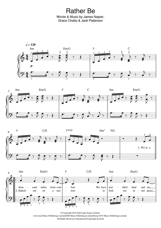 Learn to play Clean Bandit Rather Be (feat. Jess Glynne) sheet music for Easy Piano in minutes. Clean Bandit Rather Be (feat. Jess Glynne) sheet music notes and chords. Download Printable PDF.