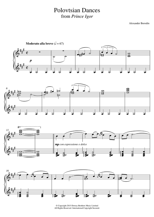 Alexander Borodin Polovtsian Dances Sheet Music Notes Download Printable Pdf Score 120538