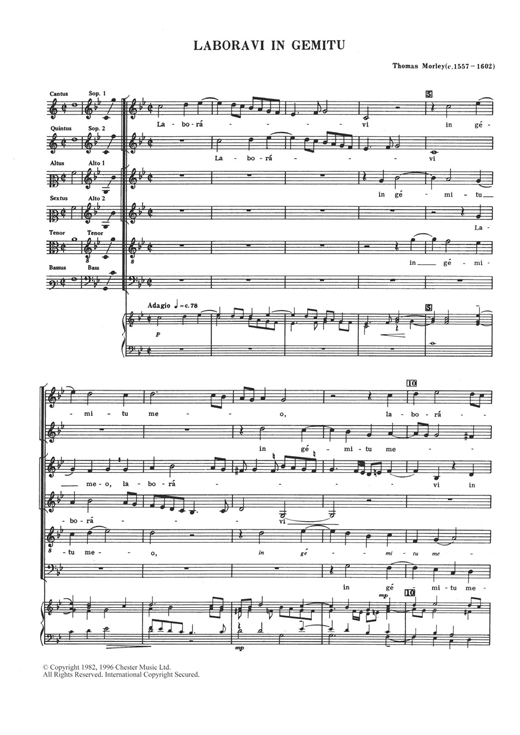 Learn to play Thomas Morley Laboravi In Gemitu sheet music for Choral SAATB in minutes. Thomas Morley Laboravi In Gemitu sheet music notes and chords. Download Printable PDF.