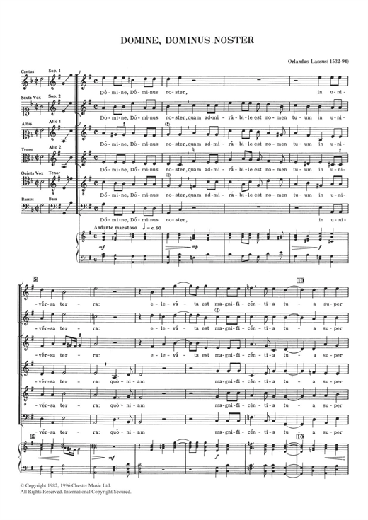 Learn to play Orlandus Lassus Domine, Dominus Noster sheet music for Choral SAATB in minutes. Orlandus Lassus Domine, Dominus Noster sheet music notes and chords. Download Printable PDF.