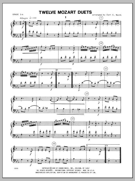 Learn to play North Twelve Mozart Duets sheet music for Brass Ensemble in minutes. North Twelve Mozart Duets sheet music notes and chords. Download Printable PDF.