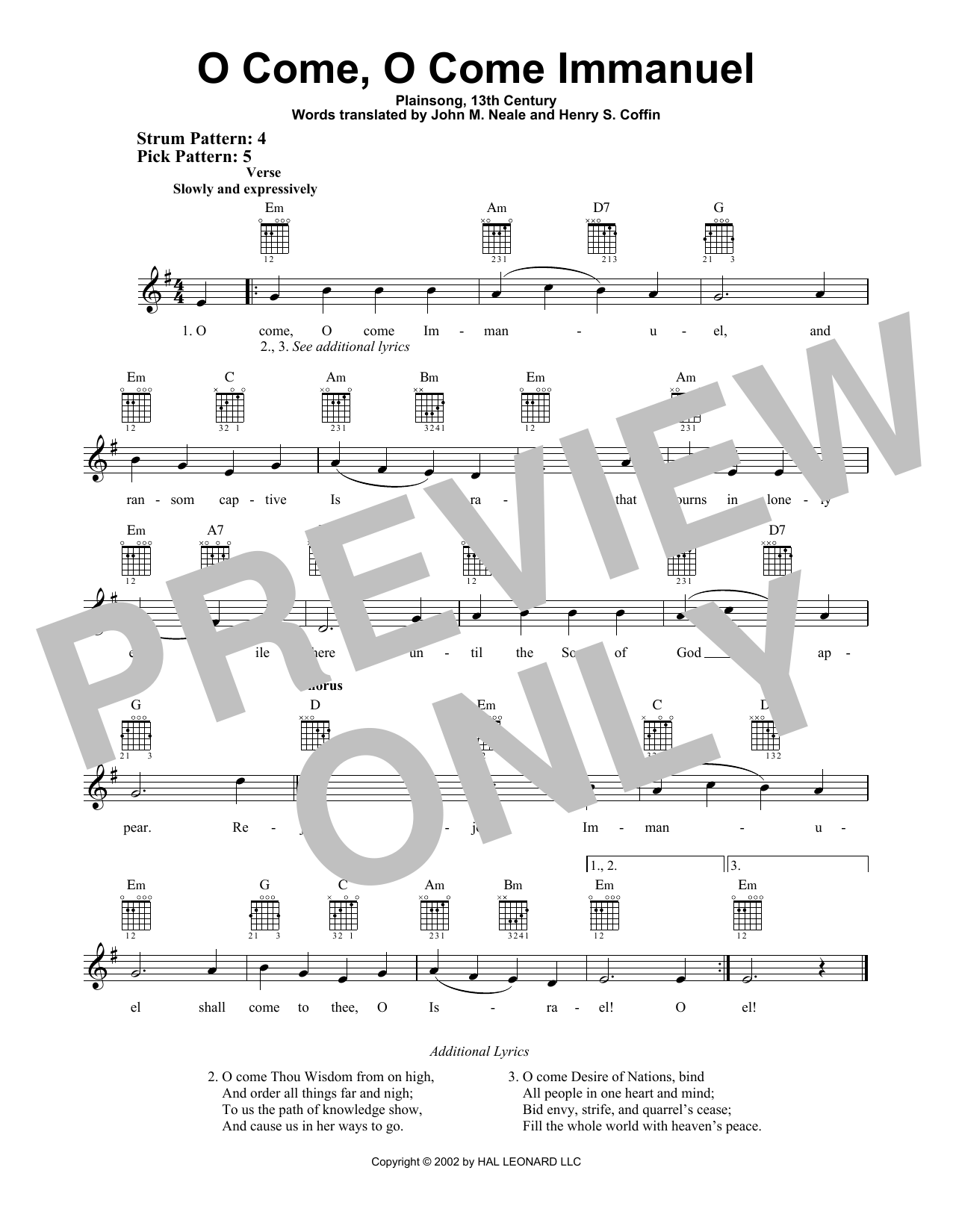 Download Traditional Carol O Come, O Come Immanuel Sheet Music and learn how to play Easy Guitar PDF digital score in minutes