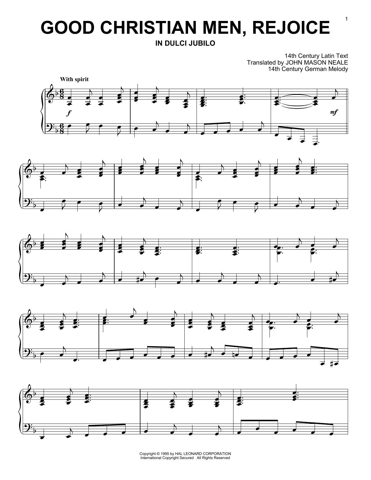 Download Traditional Carol Good Christian Men, Rejoice Sheet Music and learn how to play Piano PDF digital score in minutes