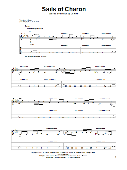 Learn to play Scorpions Sails Of Charon sheet music for Guitar Tab in minutes. Scorpions Sails Of Charon sheet music notes and chords. Download Printable PDF.