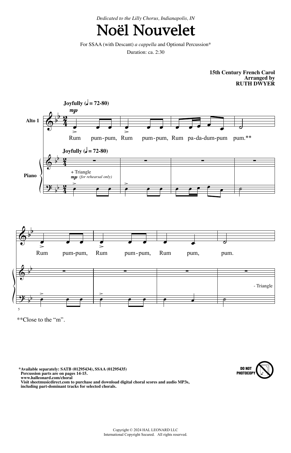 Download 15th Century French Carol Noel Nouvelet (arr. Ruth Dwyer) Sheet Music and learn how to play Choir PDF digital score in minutes