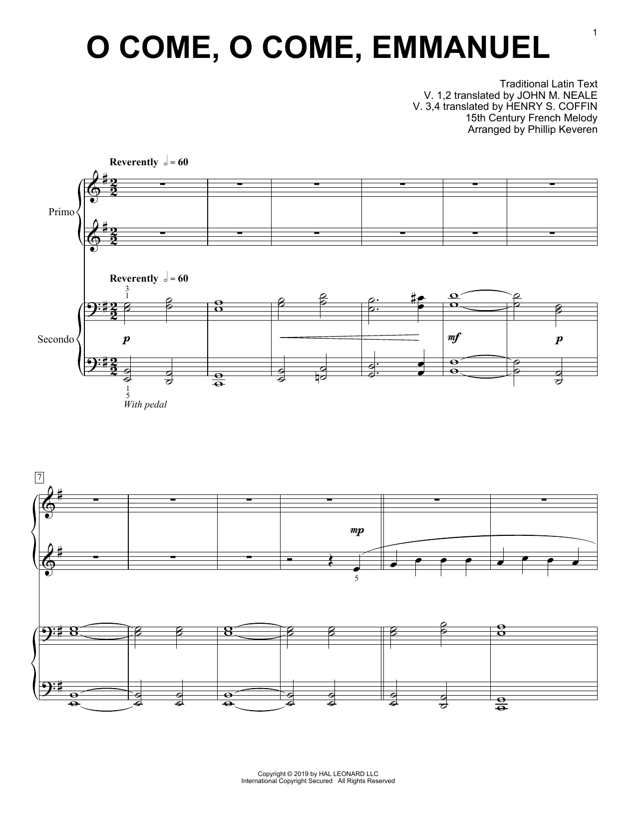 Download 15th Century French Melody O Come, O Come, Emmanuel (arr. Phillip Keveren) Sheet Music and learn how to play Piano Duet PDF digital score in minutes