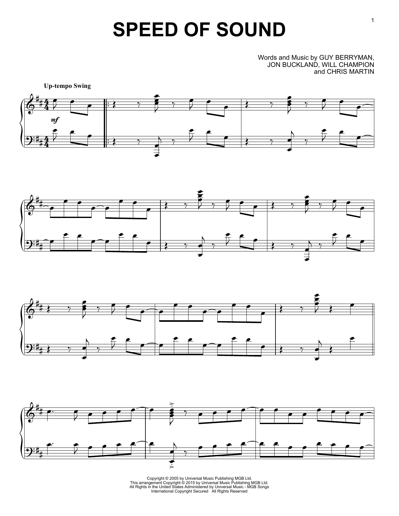 Learn to play Coldplay Speed Of Sound sheet music for Piano in minutes. Coldplay Speed Of Sound sheet music notes and chords. Download Printable PDF.