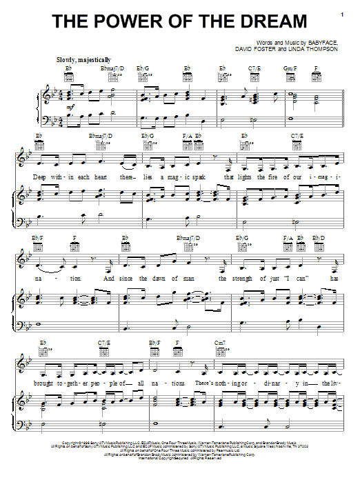 Learn to play Celine Dion The Power Of The Dream sheet music for Piano, Vocal & Guitar (Right-Hand Melody) in minutes. Celine Dion The Power Of The Dream sheet music notes and chords. Download Printable PDF.
