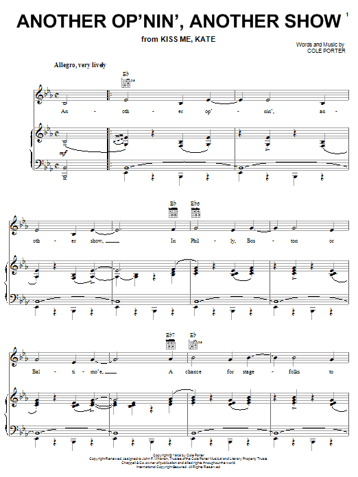 Learn to play Cole Porter Another Op'nin', Another Show sheet music for Piano, Vocal & Guitar (Right-Hand Melody) in minutes. Cole Porter Another Op'nin', Another Show sheet music notes and chords. Download Printable PDF.