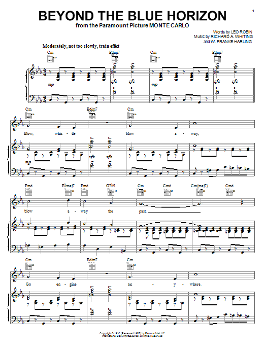 Learn to play Lou Christie Beyond The Blue Horizon (from Monte Carlo) sheet music for Piano, Vocal & Guitar (Right-Hand Melody) in minutes. Lou Christie Beyond The Blue Horizon (from Monte Carlo) sheet music notes and chords. Download Printable PDF.