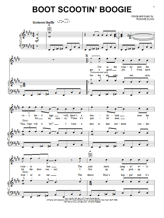 Learn to play Brooks & Dunn Boot Scootin' Boogie sheet music for Piano, Vocal & Guitar (Right-Hand Melody) in minutes. Brooks & Dunn Boot Scootin' Boogie sheet music notes and chords. Download Printable PDF.
